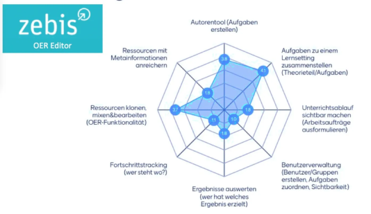 Spider-Graph aus der Workshop Phase um die Kernfunktionalität von zebis.digital zu schärfen.